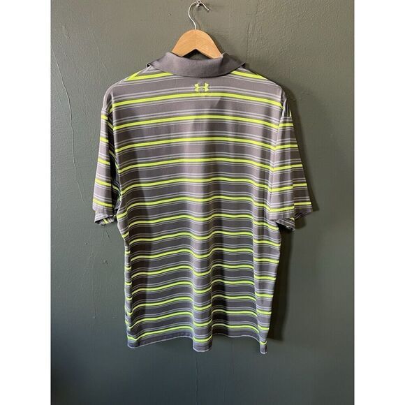 Under Armour Mens Gray Striped Short Sleeve Golf Polo Size 2XL - Picture 2 of 3